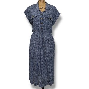 Lucky Brand Elegant Blue Button-Up Medium Dress